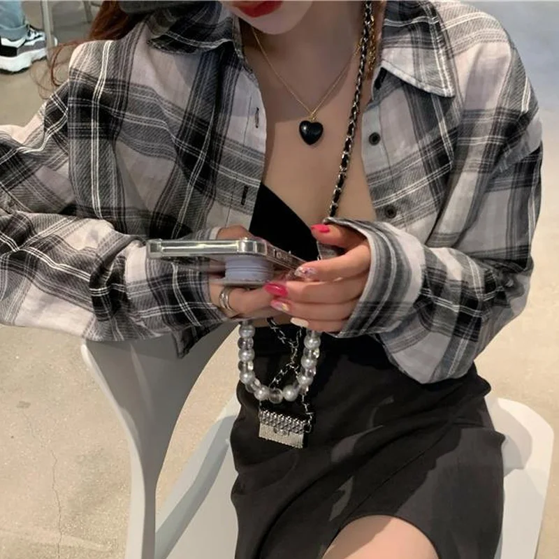 Shirts Women Popular Summer Thin Plaid Clothing Ins Street Wear Korean Style Young Ladies College All-match Hot Sale Simple Soft