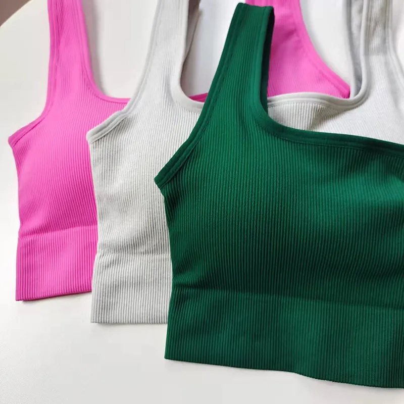 U Back Shockproof Sports Tank Top Wide Strap Wirefree Push Up Yoga Fitness Running Bra for Women
