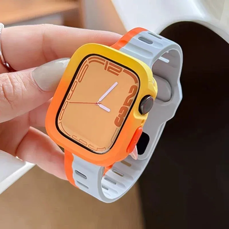 �y�Z�[�����z�V���R���P�[�X+�X�g���b�v Apple Watch �V���[�Y 11 9 45mm �o���h 8 7 41mm SE3 6 5 4 44mm 40mm ���o�[�R���A�X�g���b�v iwatch Ultra 3 49mm�Ή�