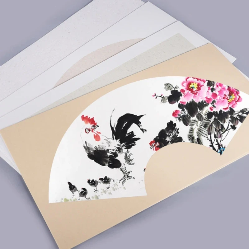 Thick Xuan Paper Painting Cards Fan Rectangle Blank Mounted Rice Paper Raw Cooked for Calligraphy Painting Practice Art Supply