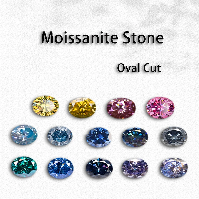 

Top VVS1 Moissanite Stone Multiple Color Oval Cut Charms Beads with Certificate for Advanced Jewelry Making Materials