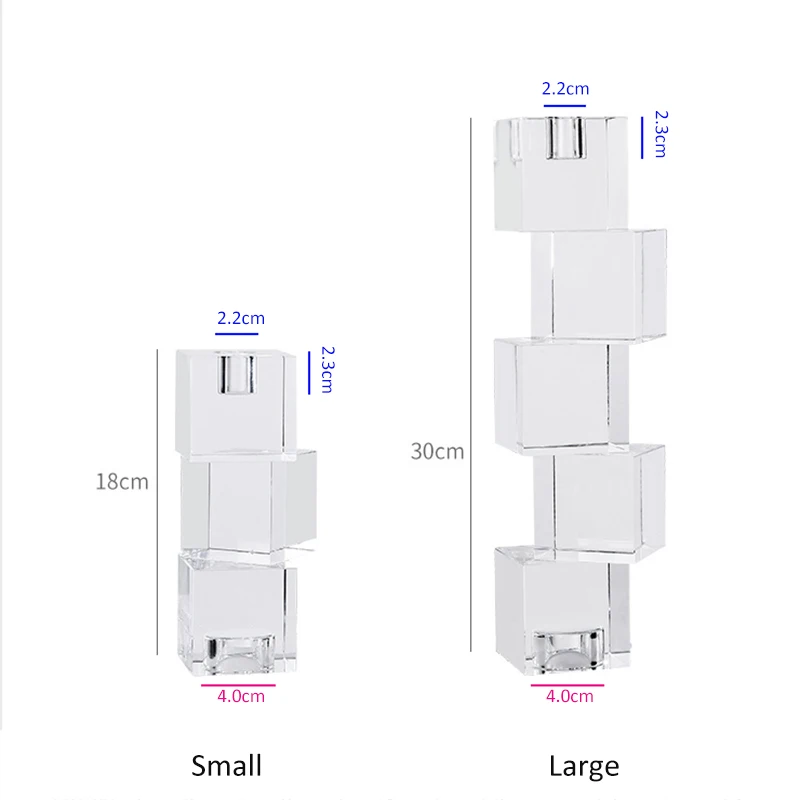 Stacked Blocks Clear K9 Crystal Candle Holder Small Large Both Functional For Candlestick And Tealight Candle Table Decoration