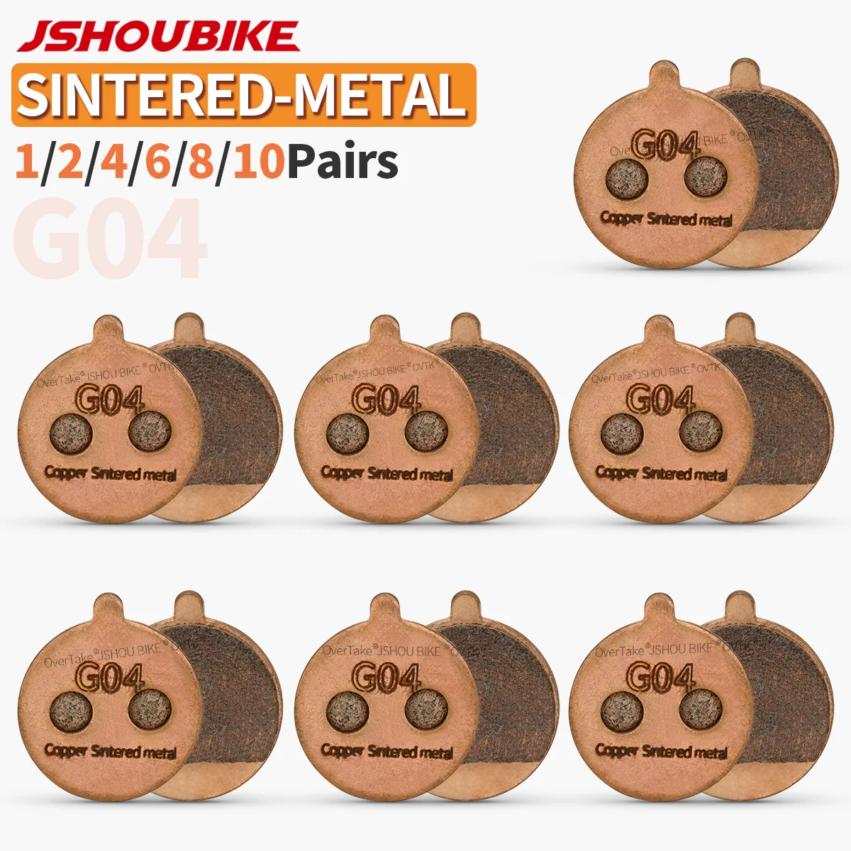 

JSHOUBIKE 1/2/4/6/8/10 pairs Sintered Metal hydraulic brake pads Wea/heat-resistant fit for KUGOO M4 PRO Electric scooter