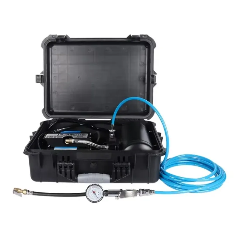 Hot Selling Double Cylinder Dc12v 4wd Car Tyre Electric Portable Air Pump Car Tyre Compressor with Box