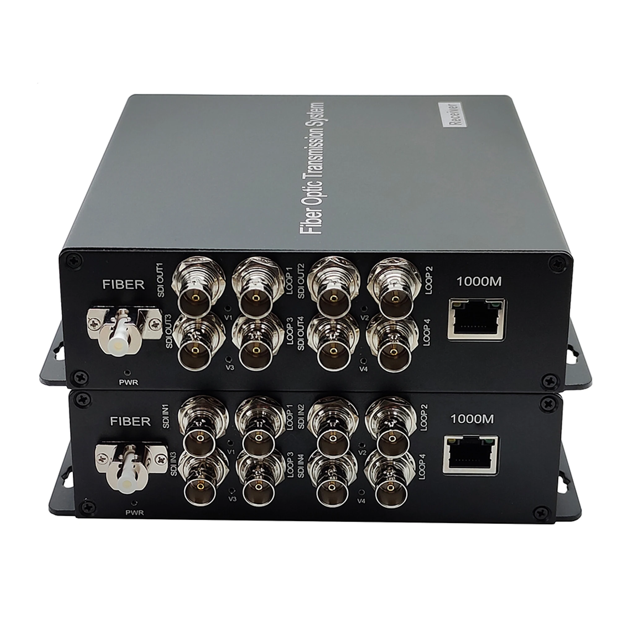 

Professional 4 Port 3G-SDI and Ethernet over Fiber converters A set Uncompressed Broadcast grade video audio to fiber No delay