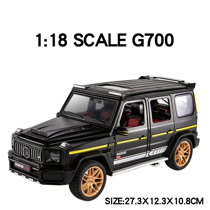 Large 1:18 Mercedes Benz Brabus G700 SUV Off-road Alloy Model Car Diecast Vehicle Toy Model Sound & Light Children Toy Car Gifts