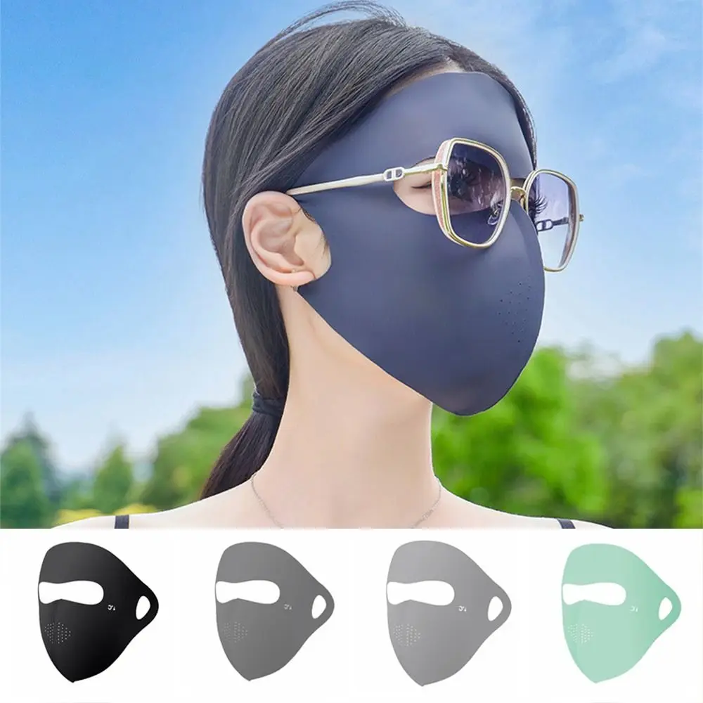 

Portable Full-Face UV Face Mask Nylon Reusable Ice Silk Face Cover UPF 50+ Protection Breathable Sunscreen Veil Hiking