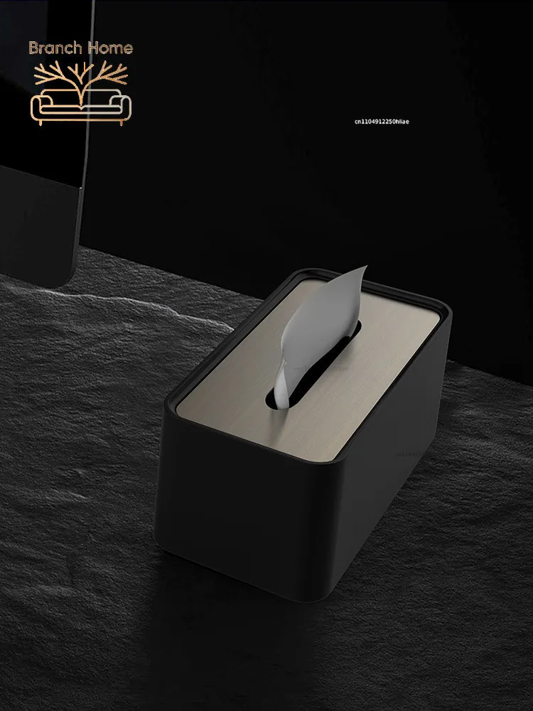 Modern minimalist style hotel restaurant tissue box custom logo living room light luxury high-grade stainless steel paper box