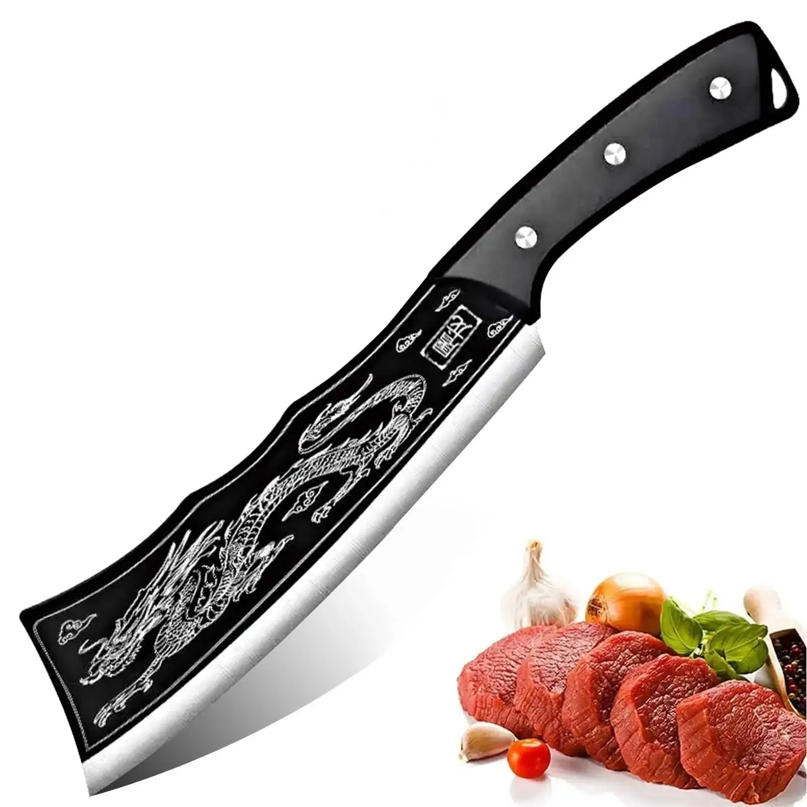 Hand Forged Kitchen Butcher Meat Bone Cleaver Knife Stainless Steel Slicing Cooking Knives Chopping Kitchen Utility Knife