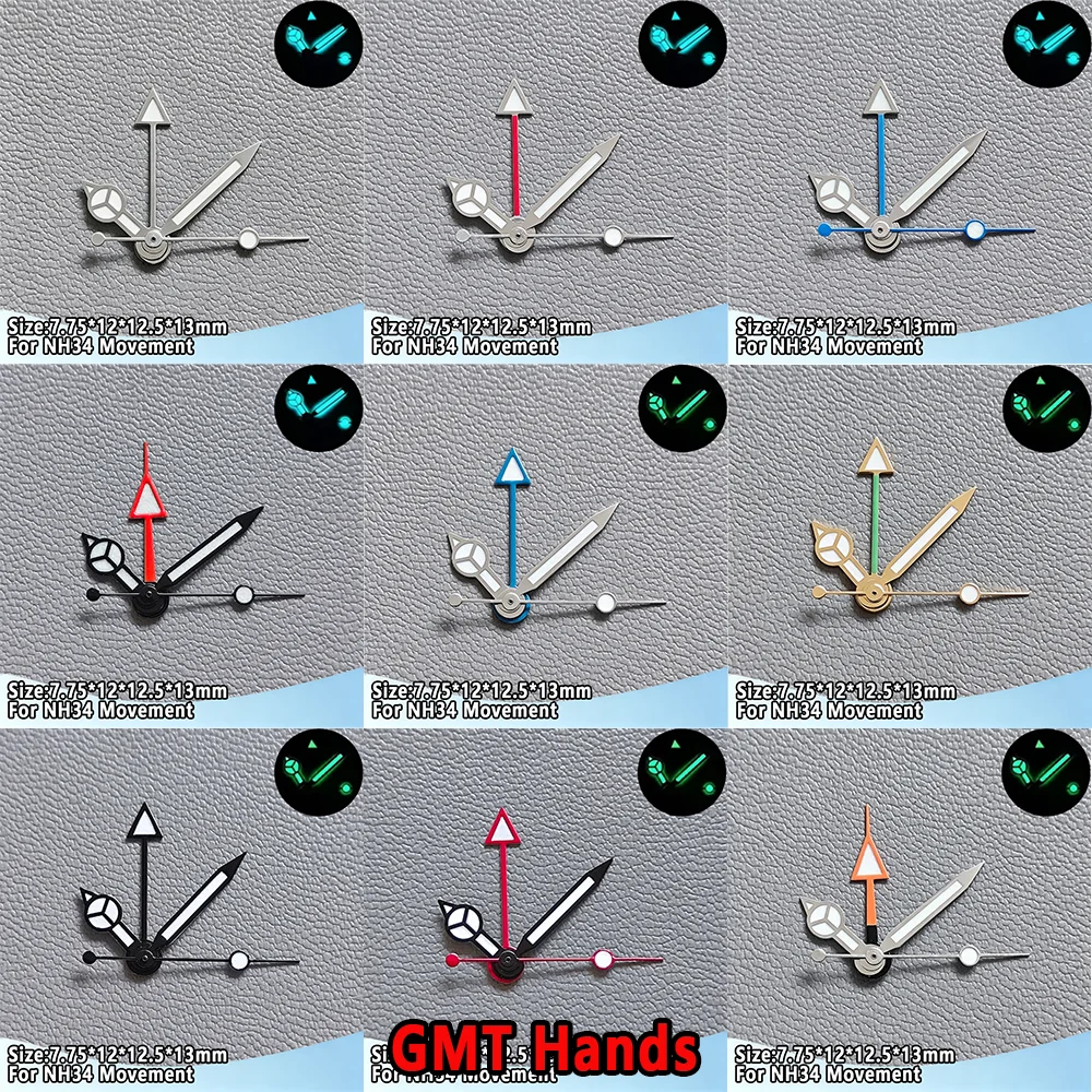 

NH34 GMT Hands GMT Watch Hands NH34 Hands Parts NH34 Dial BGW9 Blue/C3 Green Luminous Suitable For NH34 Watch Pointer Accessorie