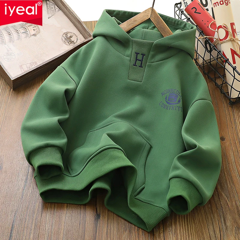 IYEAL Kids Boys' Spring Fashion Sweatshirt 2025 Spring Children's Hooded Top Children's Long sleeved Sweatshirt