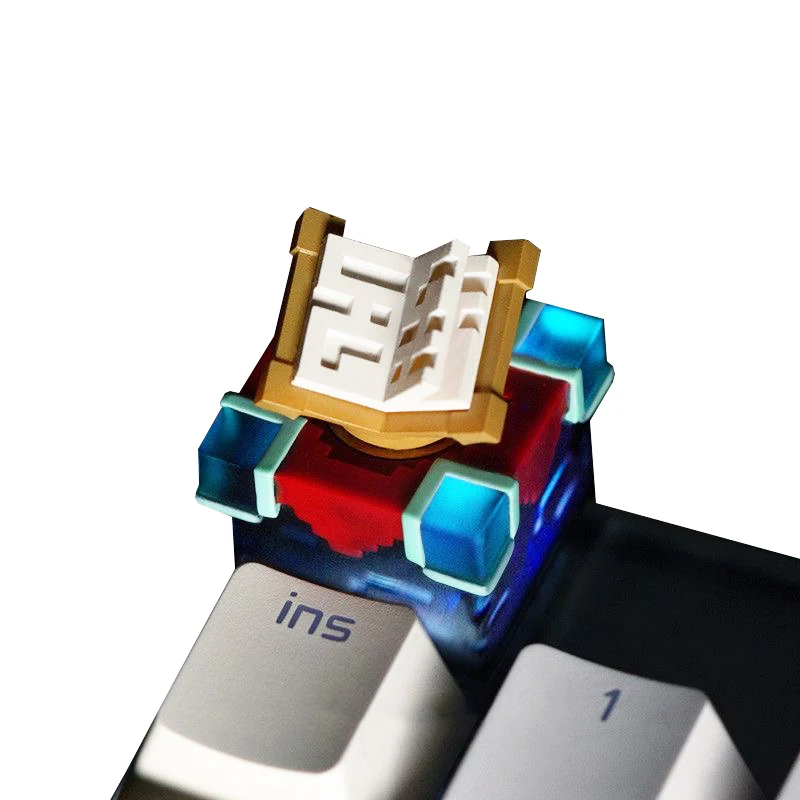 3D Block Style Artisan Key Cap with Rotatable Book Translucent Keycaps for MX Switch Mechanical Keyboards