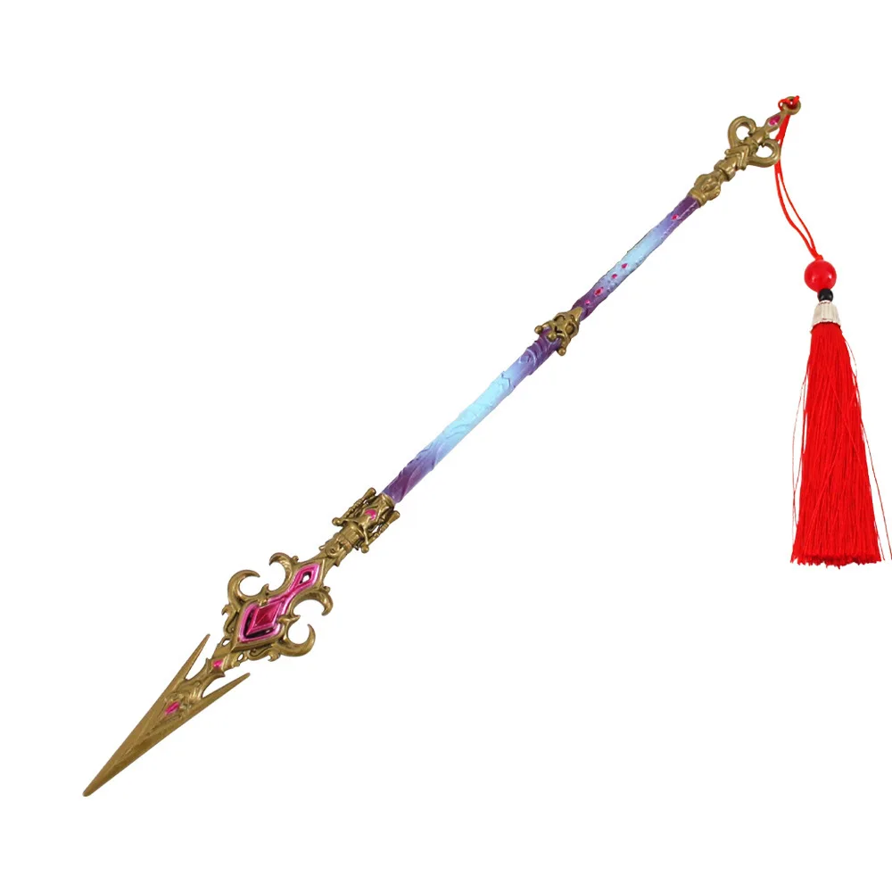 Periferia de juego Naraka Bladepoint de 30cm, lanza larga de cazuela, modelo de Metal, colección de decoración de acción, manualidades, regalos para niños, juguetes