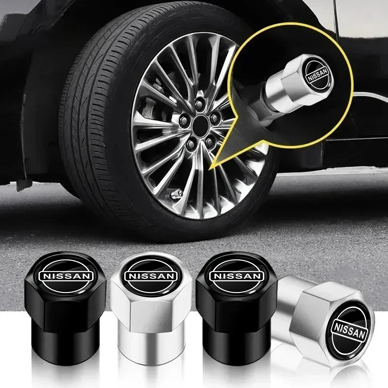 4pcs New Car Wheel Tire Valve systems Cap With Keychain Keyring Badge For Nissan X-Trail T32 T31 Qashqai Tiida Teana Car Styling