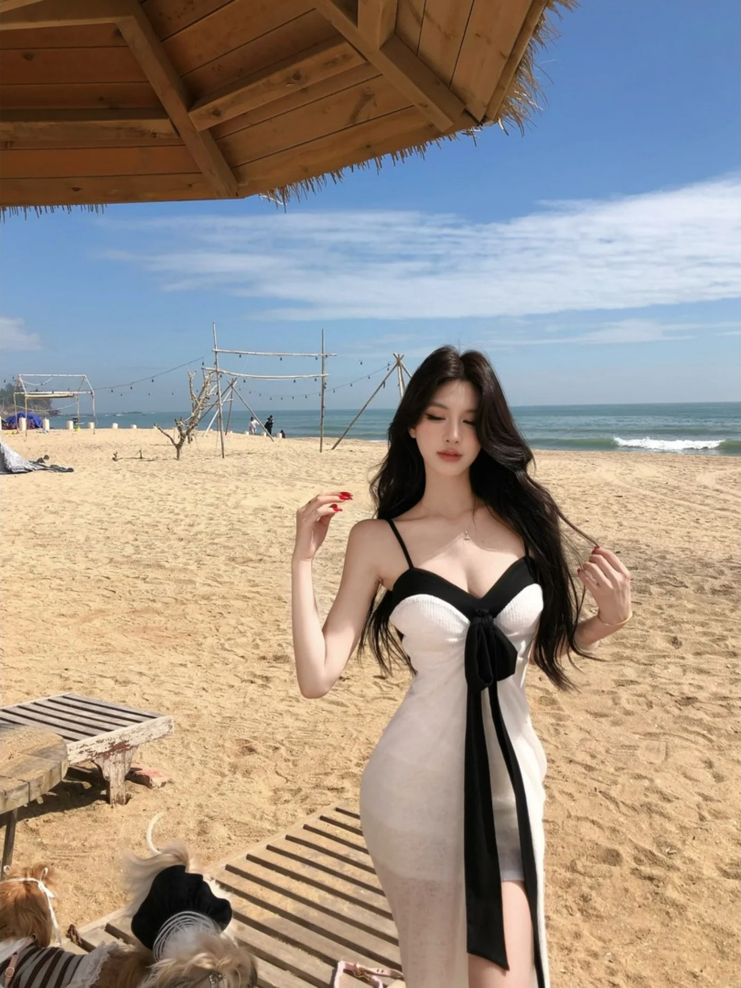 

Pure Desire White Lace Strap Dress Women Summer Beach Vacation Style Beautiful Slim Fit Long Skirt French Style High Waist Ba...