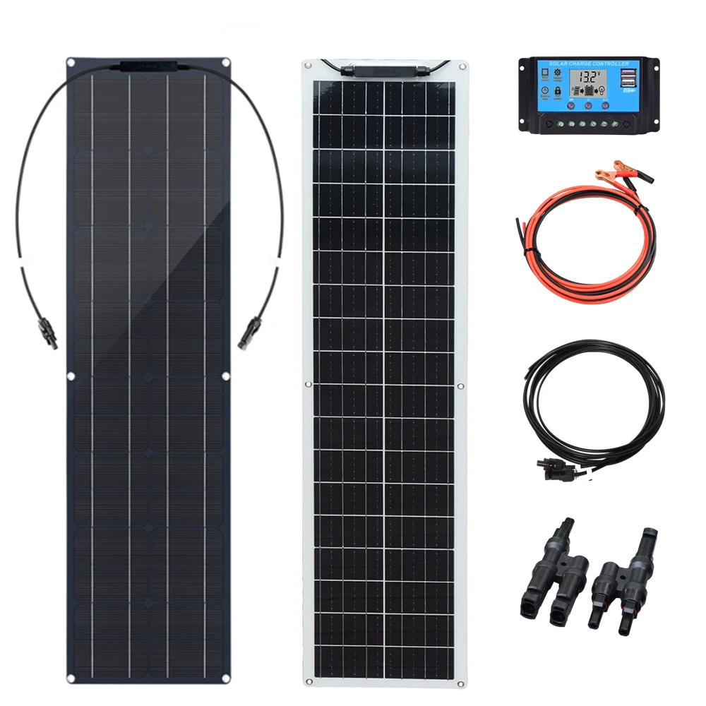 

50W OR 100W Flexible Solar Panel, 12V Lightweight Mono Solar Panel Kit for Motorhome Caravan Camper Boats Roofs Uneven Surfaces