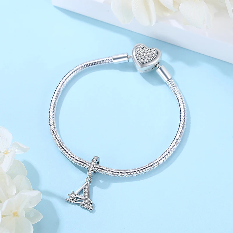 2025 New Original 925 Sterling Silver Charms Star 26 Letters Pendant Beads Fit Brand Bracelets Necklaces For Women DIY Jewelry