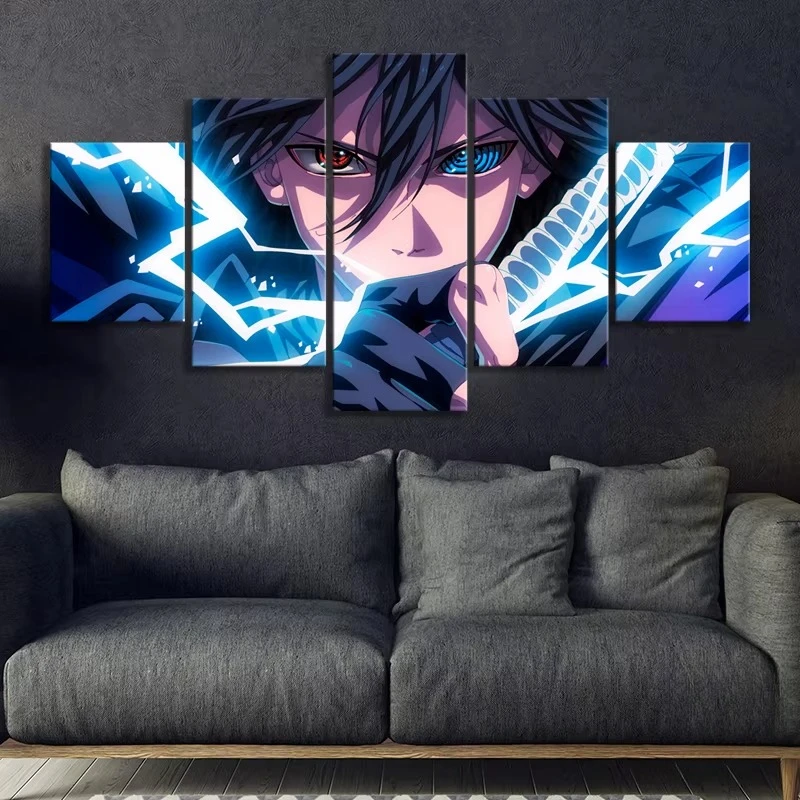 Unframed 5 Pieces Uchiha Sasuke Rinnegan&Sharingan NARUTO Anime Poster Fan Art Canvas Painting Bedroom Wall Decor Paintings Gift