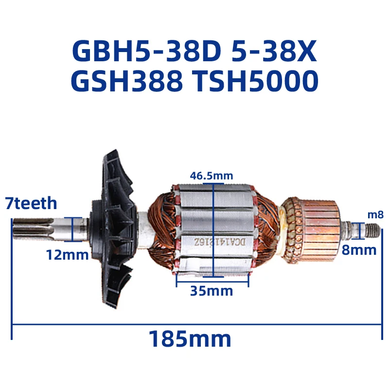 Acessórios do Rotor dos Dentes da Armadura para Bosch Gbh538d 5-38x Gsh388 Tsh5000 Substituição Elétrica da Âncora da Picareta do Martelo