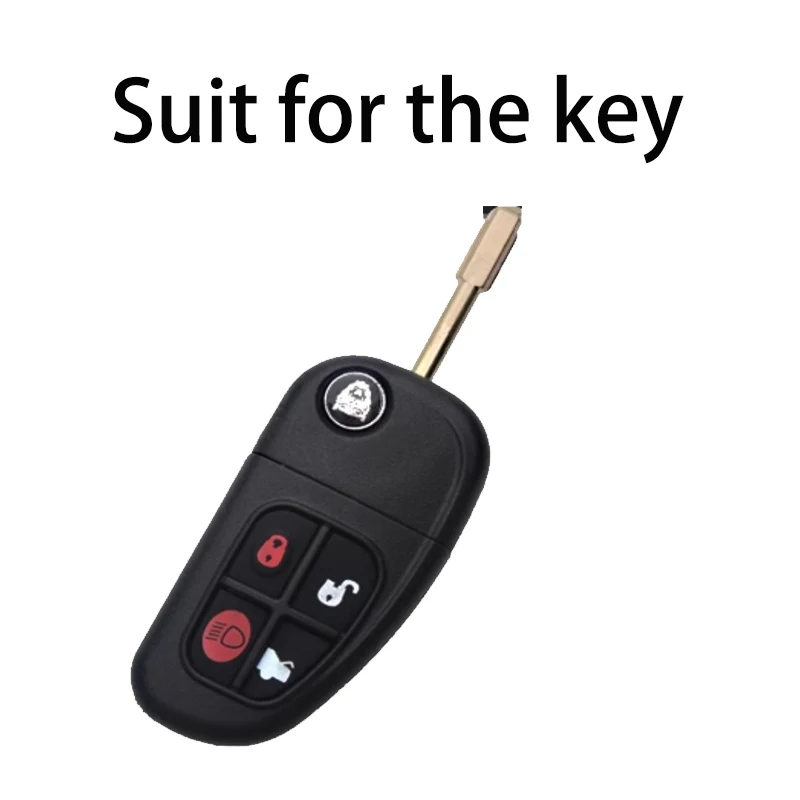 Leather for Jaguar X-TYPE XJ XJ8 XJR S-TYPE Flip Folding 4 Button Car Key Case Remote Key Cover Fob Holder Keychain Accessories