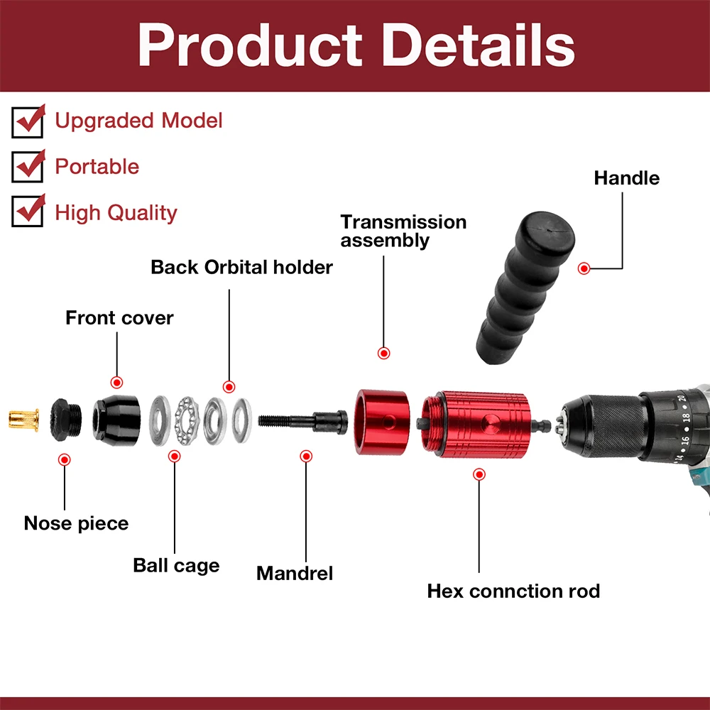 M3~M8 Home Nut Riveting Machine, Industrial Grade DIY Plug-in Nut Quick Riveting Tools, Including 100 Rivet Nuts, Rivet Nut Gun