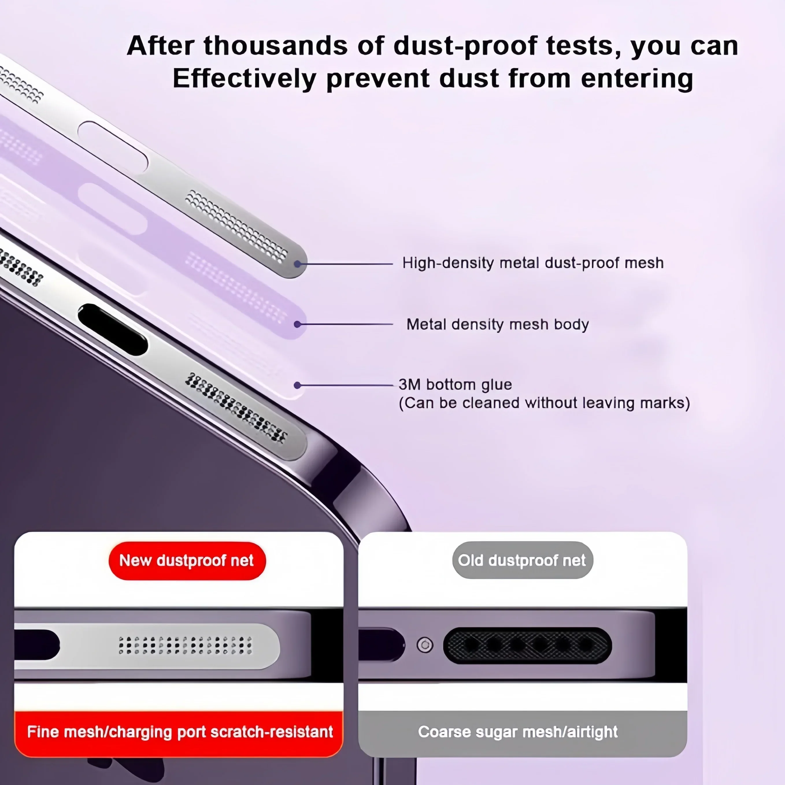 2 قطعة ملصق شبكي معدني مقاوم للغبار لهاتف آيفون 16 برو 15 14 13 12 سلسلة سماعة الأذن فتحة مكبر الصوت واقي شبكي مضاد للغبار متوافق
