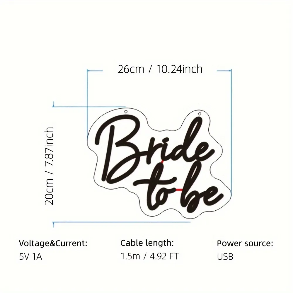 Insegna al neon Bride To Be Smart Insegne luminose al neon a LED bianche alimentate tramite USB per regali di festa di fidanzamento per addio al nubilato e addio al nubilato