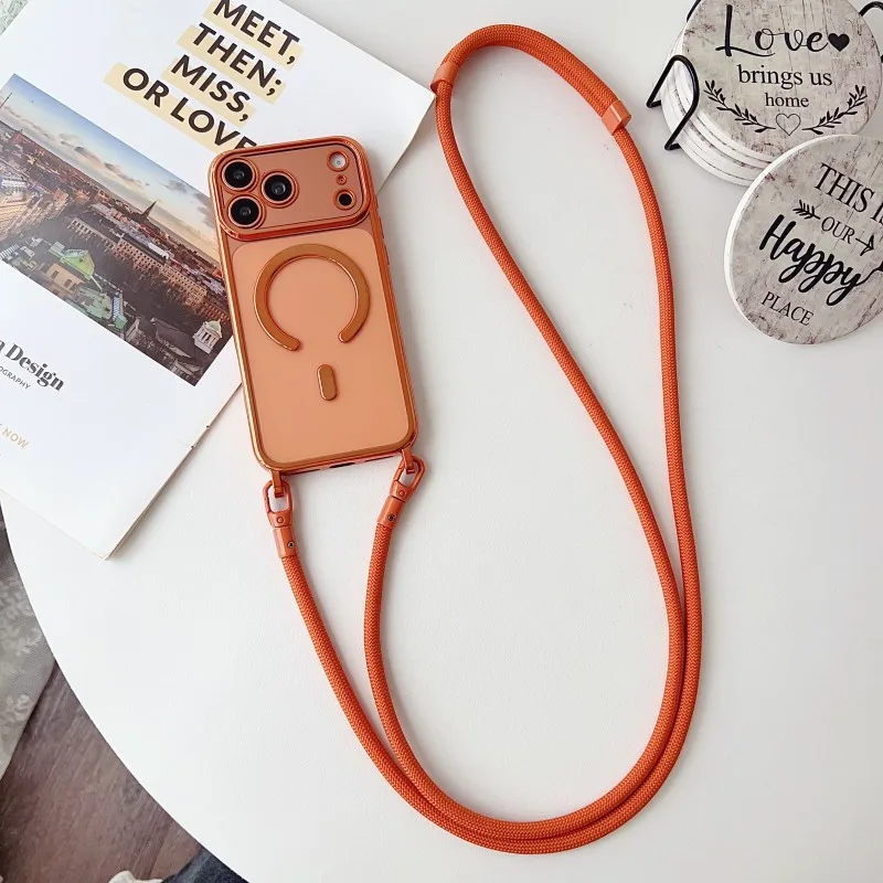 Magnetische Handyhülle mit Trageband für iPhone 17 Pro Max 18 14 13 15 16 Plus, Original Stoßfeste Crossbody-Halsband-Hülle, Weiche Transparente Abdeckung – Detail 9