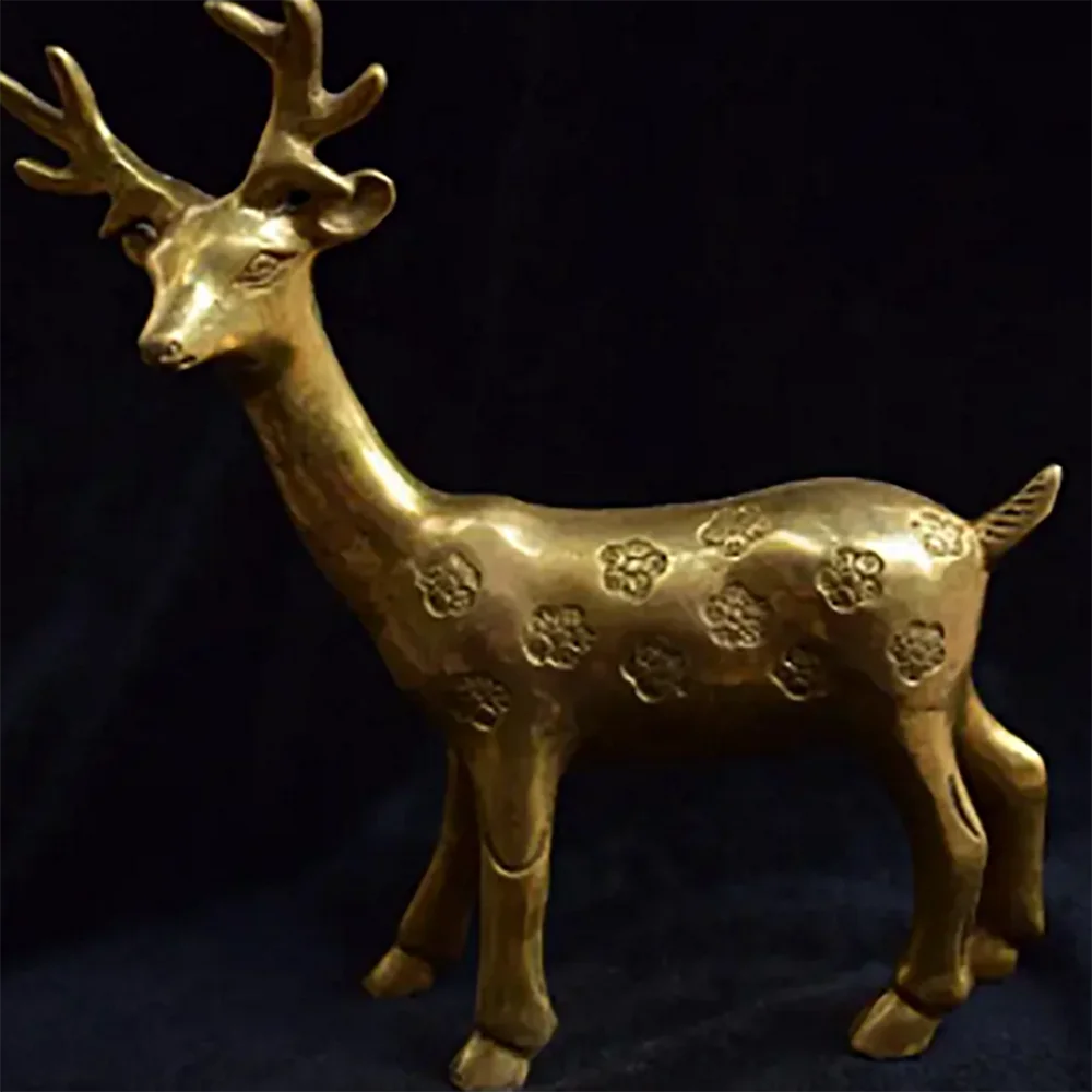 Copper Statue a Pair of Fengshui Copper Household Ornaments of Brass Sika Deer