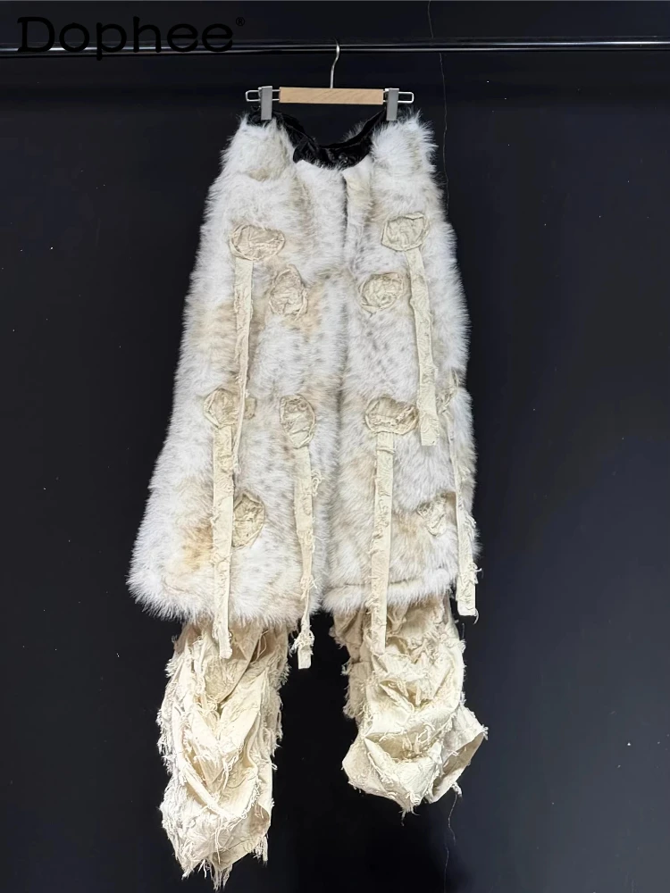 

2025 Men's Winter New Fashion Plush Flared Pants Men's Light Luxury Stylish Trousers Flower Decoration Loose Comfort Long Pants