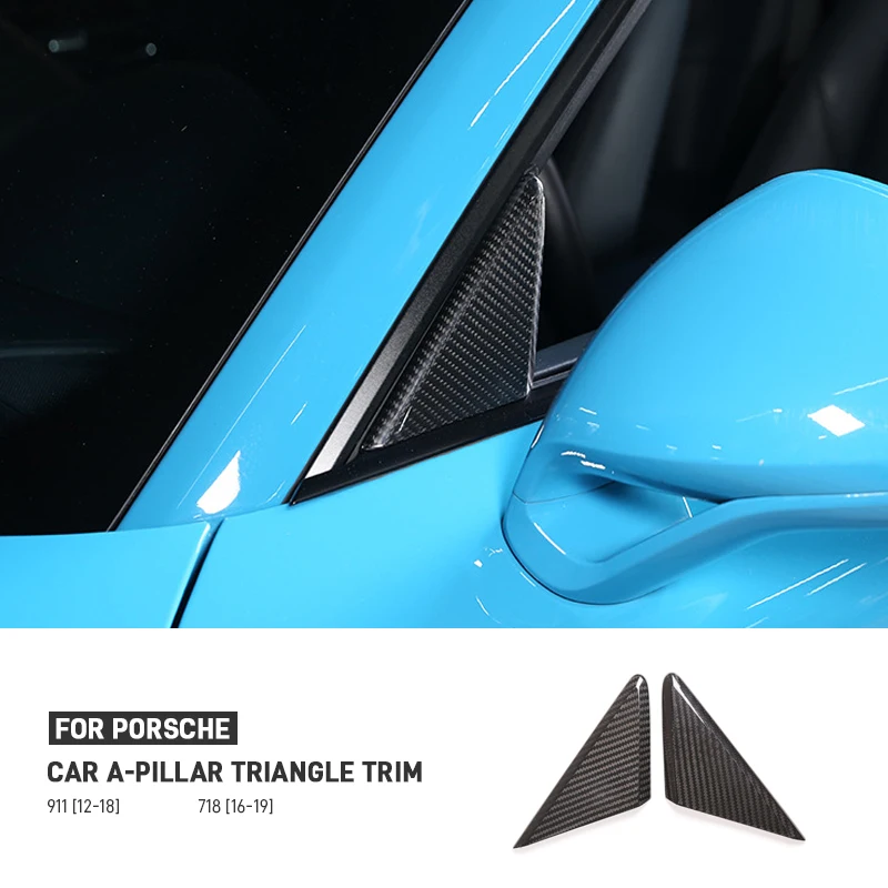 

Для Porsche 911 2012-2018 718 2016-2019 настоящее углеродное волокно, окно двери автомобиля, стойка, треугольная накладка, наклейка, внешние аксессуары