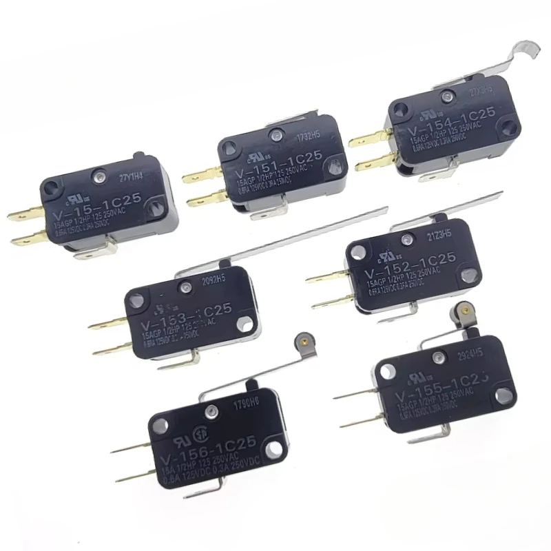 Micro Switch Travel Switch Limit Switch V-15-1c25 V-152-1c25 V-153-1c25 V-154 V-155 V-156-1c25 10A250V 15A 1/2hp 0.3/0.6RA 125VD