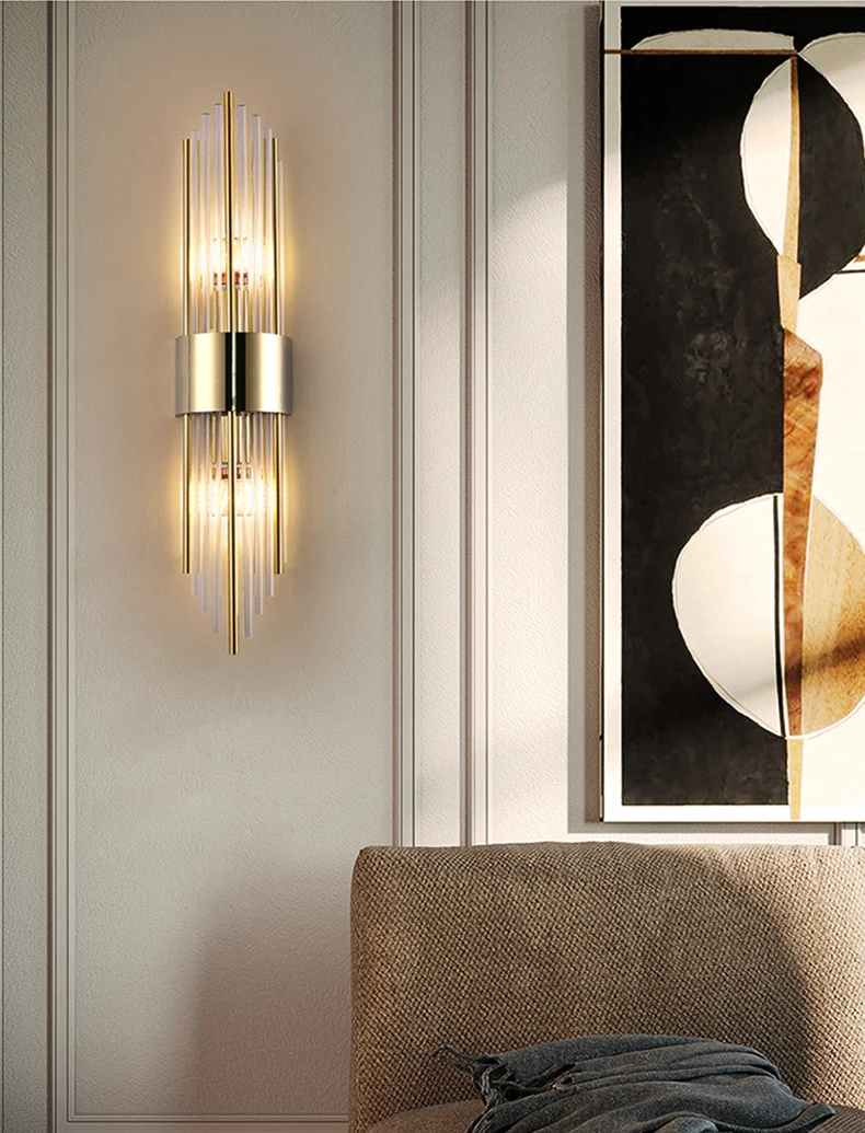 Clear Crystal LED Wall Lamp E14 Bulb Stainless Steel