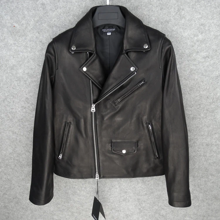 Jaet da motociclista in vera pelle da donna Strato superiore in pelle elettronica Hardware Faionable Commute Sle Long Sve Zipper asimmetrico