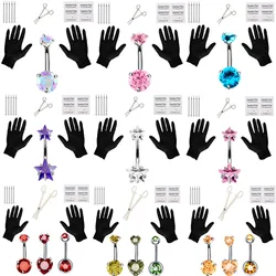 14G Belly Button Ring 316L Steel Piercing Needles And Clamp Belly Kit Professional Navel Piercing Kits Navel Ring Piercing Set