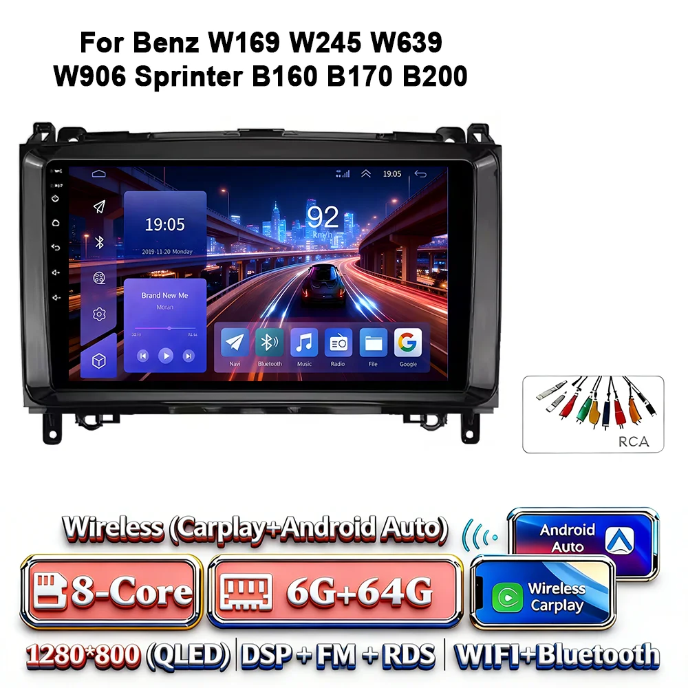 Android 17 autoradio 4G WIFI Carplay voor Mercedes-Benz W169 W245 W639 2005-2012 B160 B200 TPMS DAB OBD 2 DVD GPS touchscreen