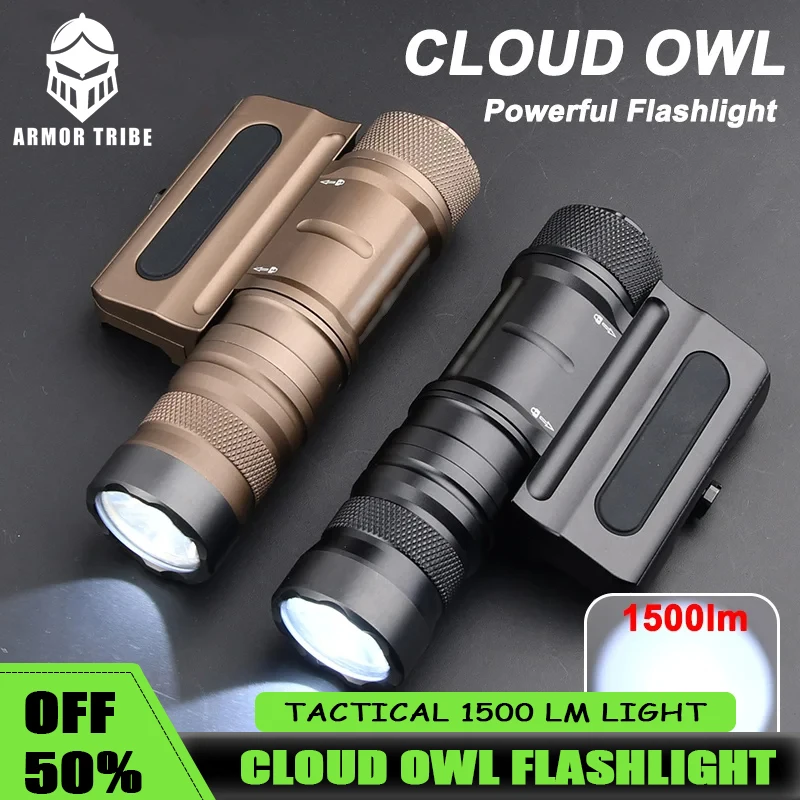 

Cloud Defensive OWL Tactical Flashlight Airsoft 1500lumens Powerful Optimized Weapon Light Fit 20mm Rail Hunting Gun Rifle Wadsn