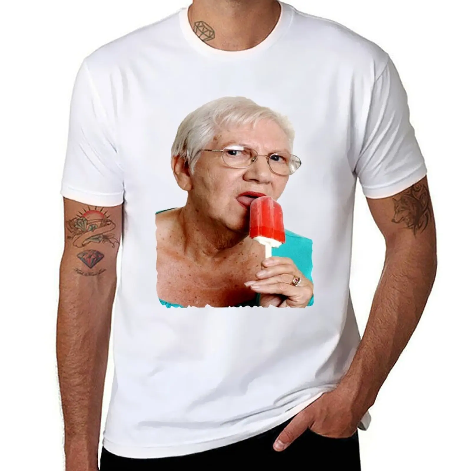 Granny Ice Lolly T-Shirt hippie clothes vintage graphic tee blue archive basketball graphic tees Men's t-shirts