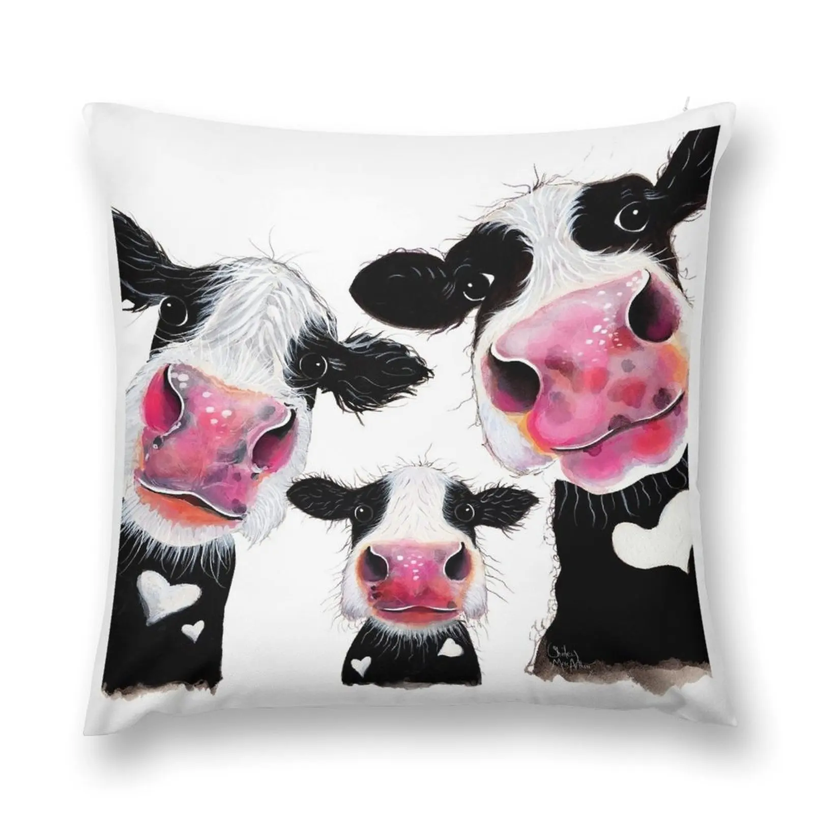 

CoW PRiNT, ANiMaL PRiNT ' THe NoSeY FaMiLY ' BY SHiRLeY MacARTHuR Throw Pillow pillow pillowcase christmas pillow case