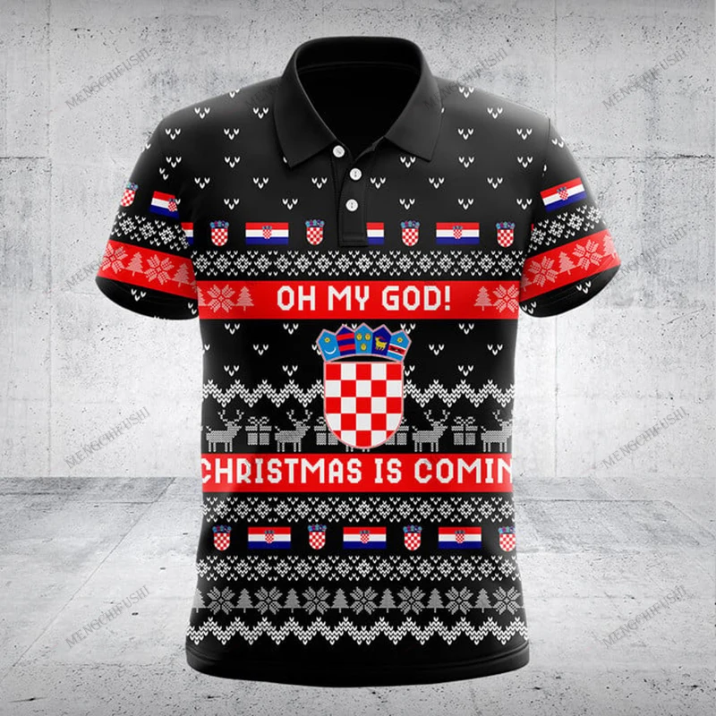 Customized Croatia Emblem Pattern Christmas Polo Shirt Unisex Cool Sportswear Casual Streetwear Fast Dry Loose Short Sleeve Tops