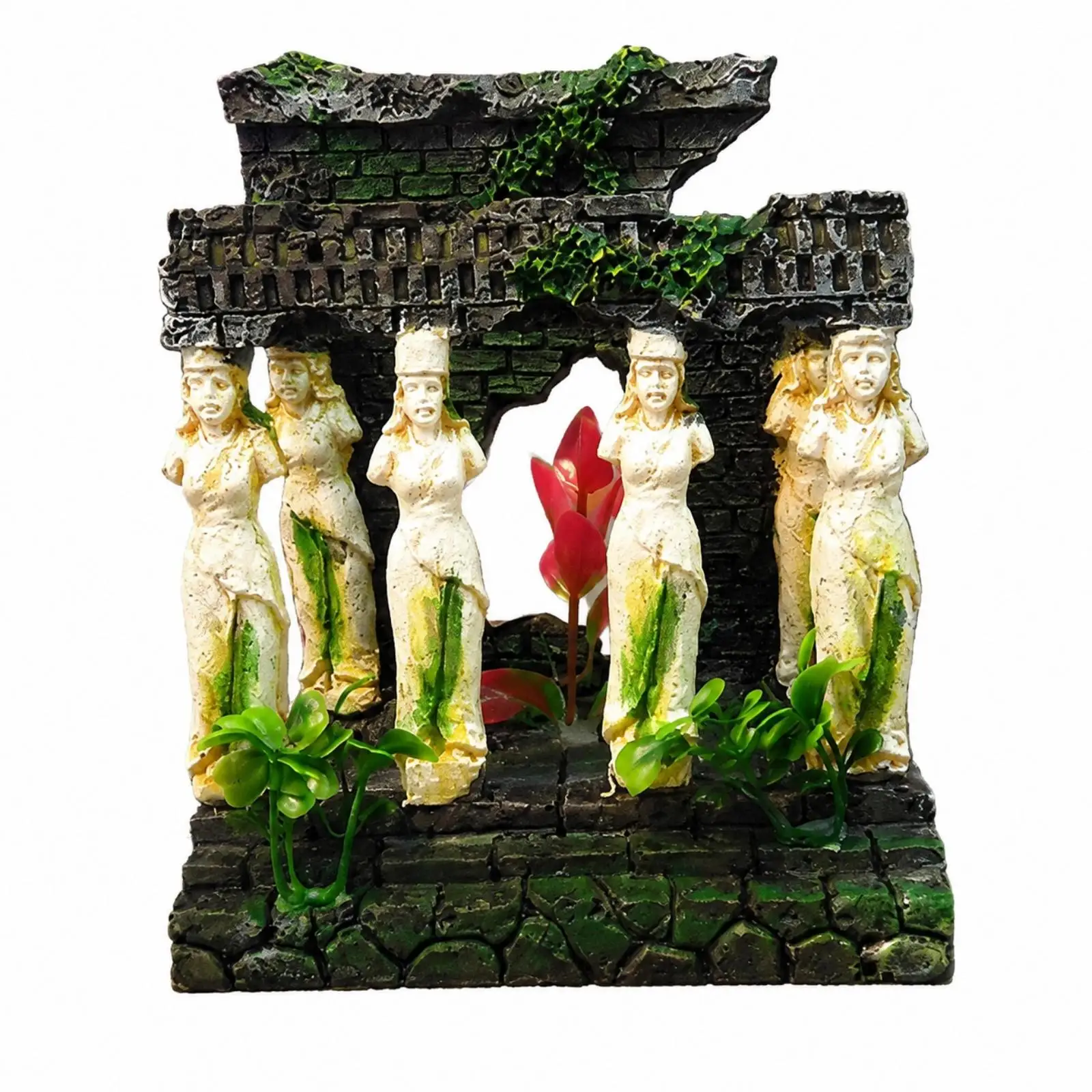 Roman Column Ruin Ornament Decorative Freestanding Terrarium Landscape Feature Reptile Exploration Ornament with Columns