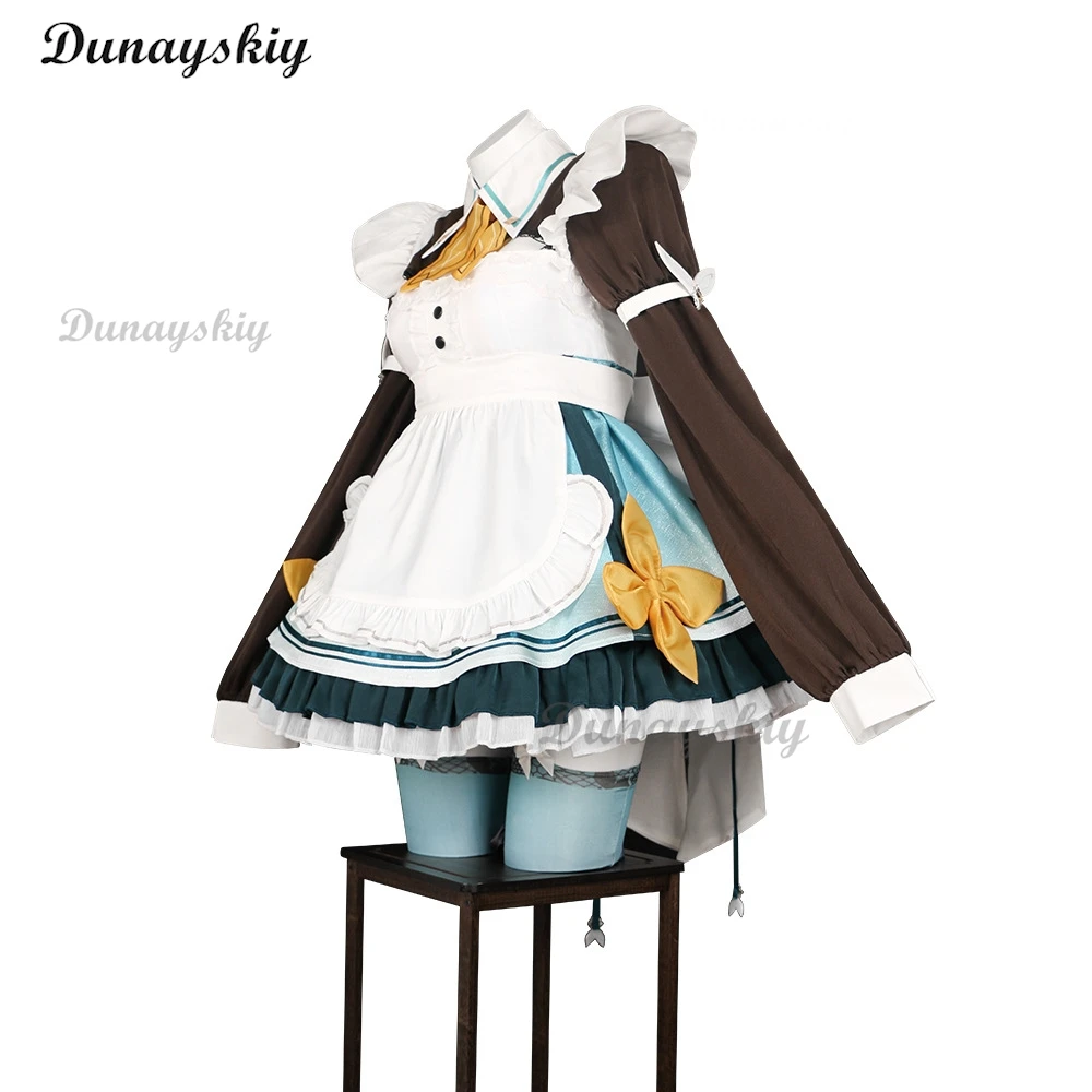 Game Honkai Star Rail Firefly Cosplay Firefly Maid Dress Wig Headwear Lolita Costume Women Girls Halloween Cosplay Customized