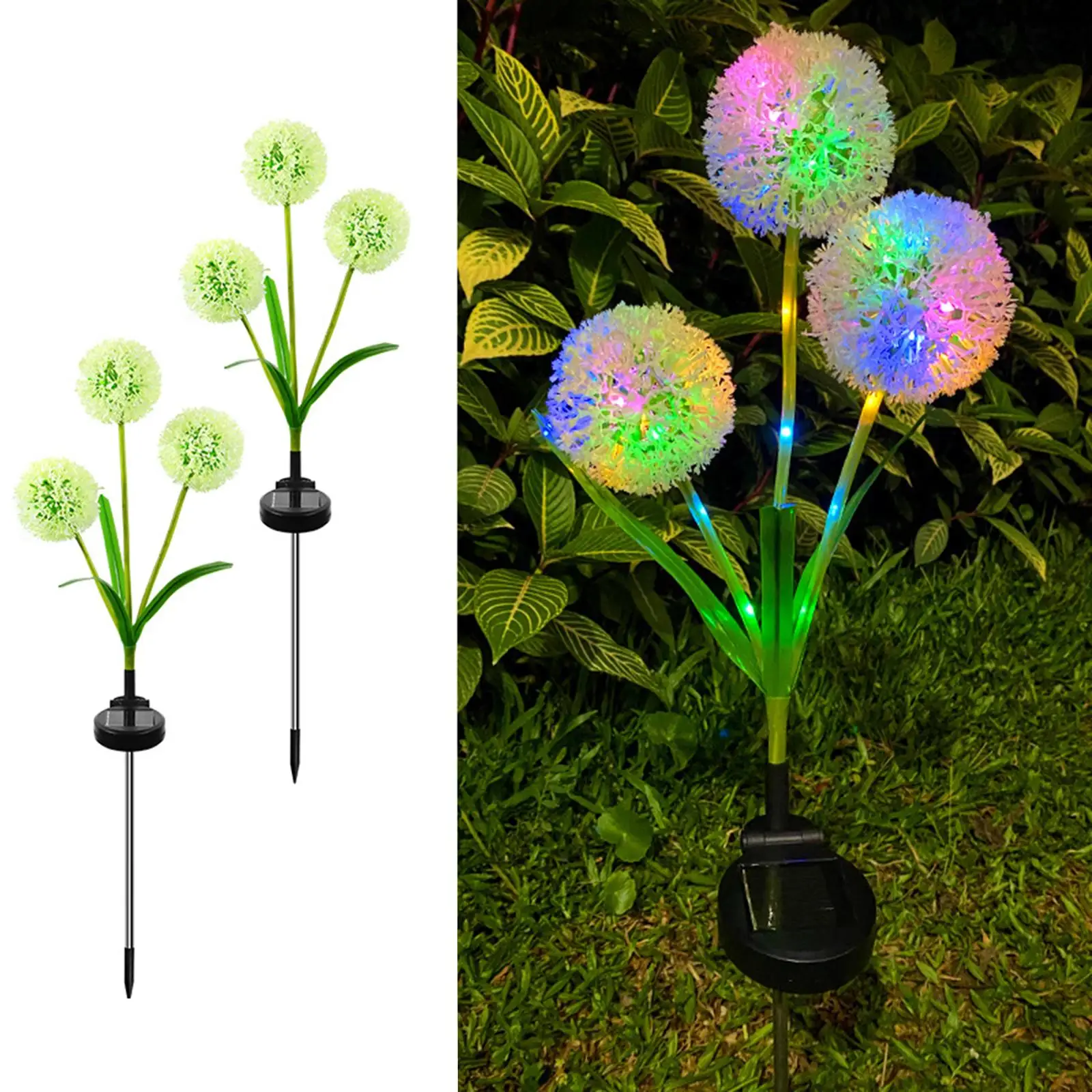 2 Pieces Dandelion Solar Garden Light for Pathway Gardening Gift Patio