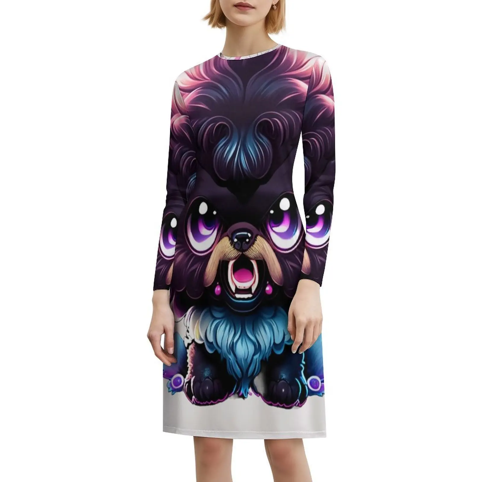 فستان رابيد للعطلات المثير للنساء على الشاطئ وحفلات أعياد الميلاد فستان قصير على شكل كلب بركة بكرو تعبير غاضب فستان نسائي #6