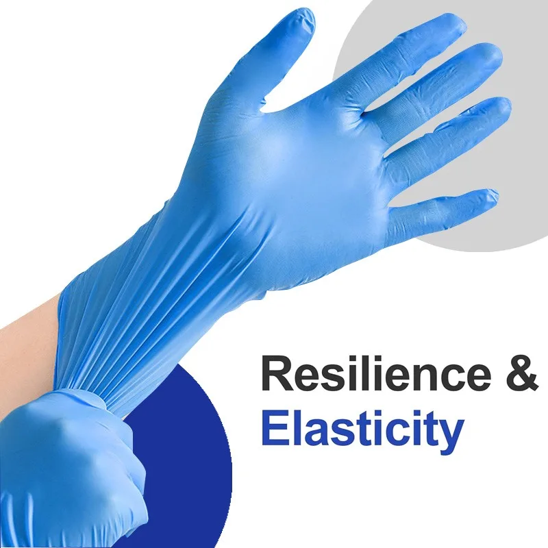 50/100PCS Blue Nitrile Gloves Disposable Waterproof Durable Nitrile Gloves Tattoos Nails Pets Bathing Home Cleaning Tools