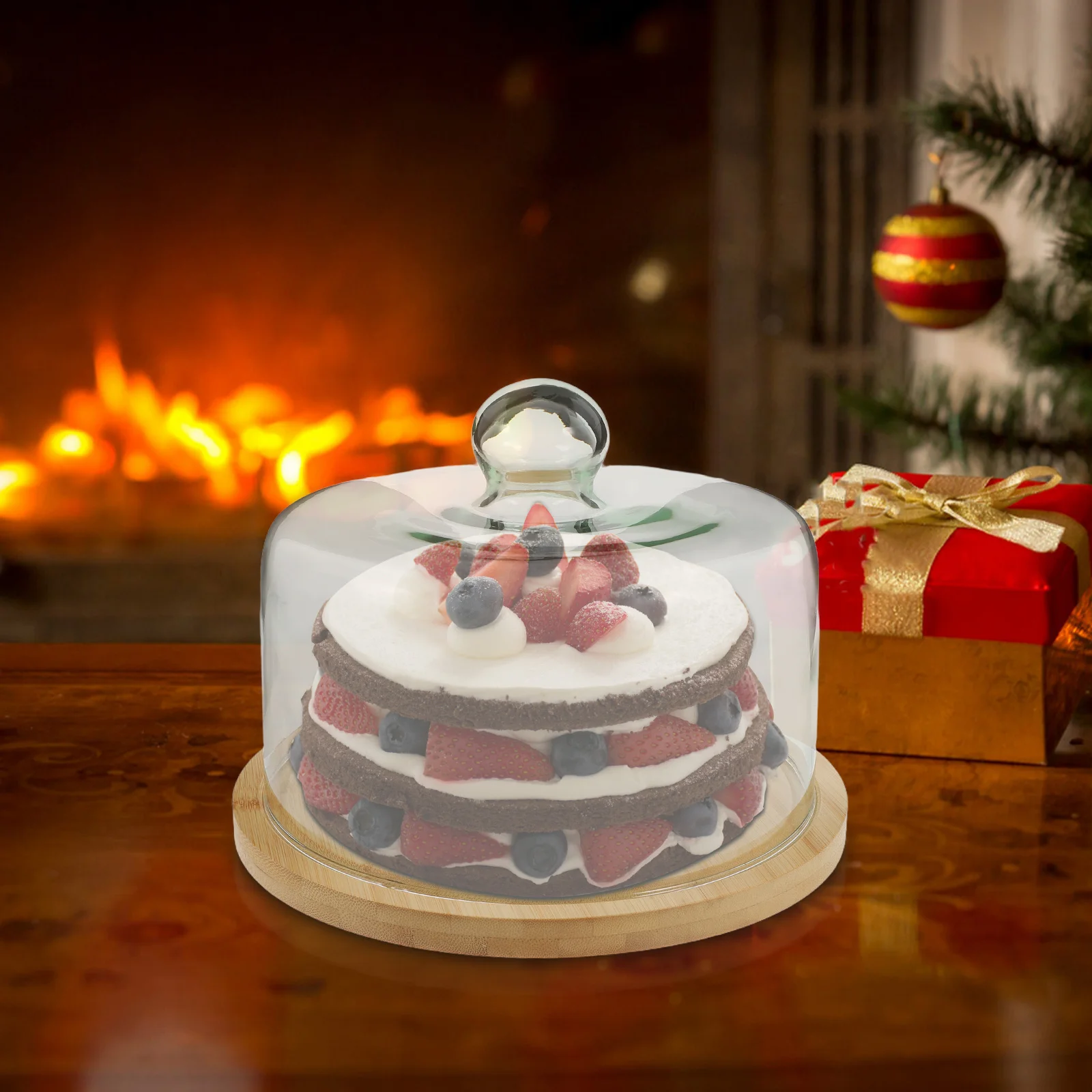 

1Set Cake Glass Cover Protective Food Displaying Hood Perfect Seal Lid for Wedding Buffet Dessert Fresh Keeping