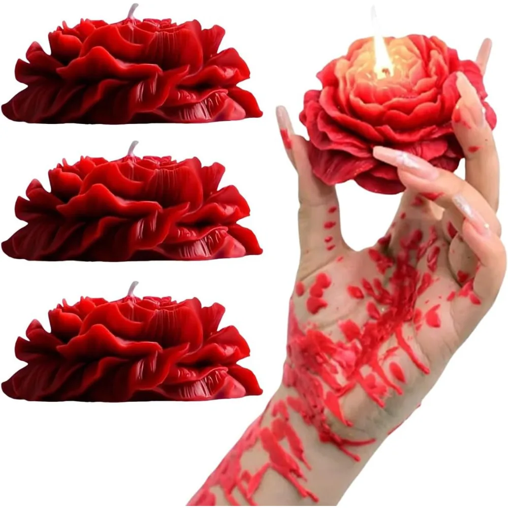 Low Temperature Candles Red Rose Flower Shaped Scented Candles Low Heat Romantic Wax Play Massage Sex Candles for Lovers