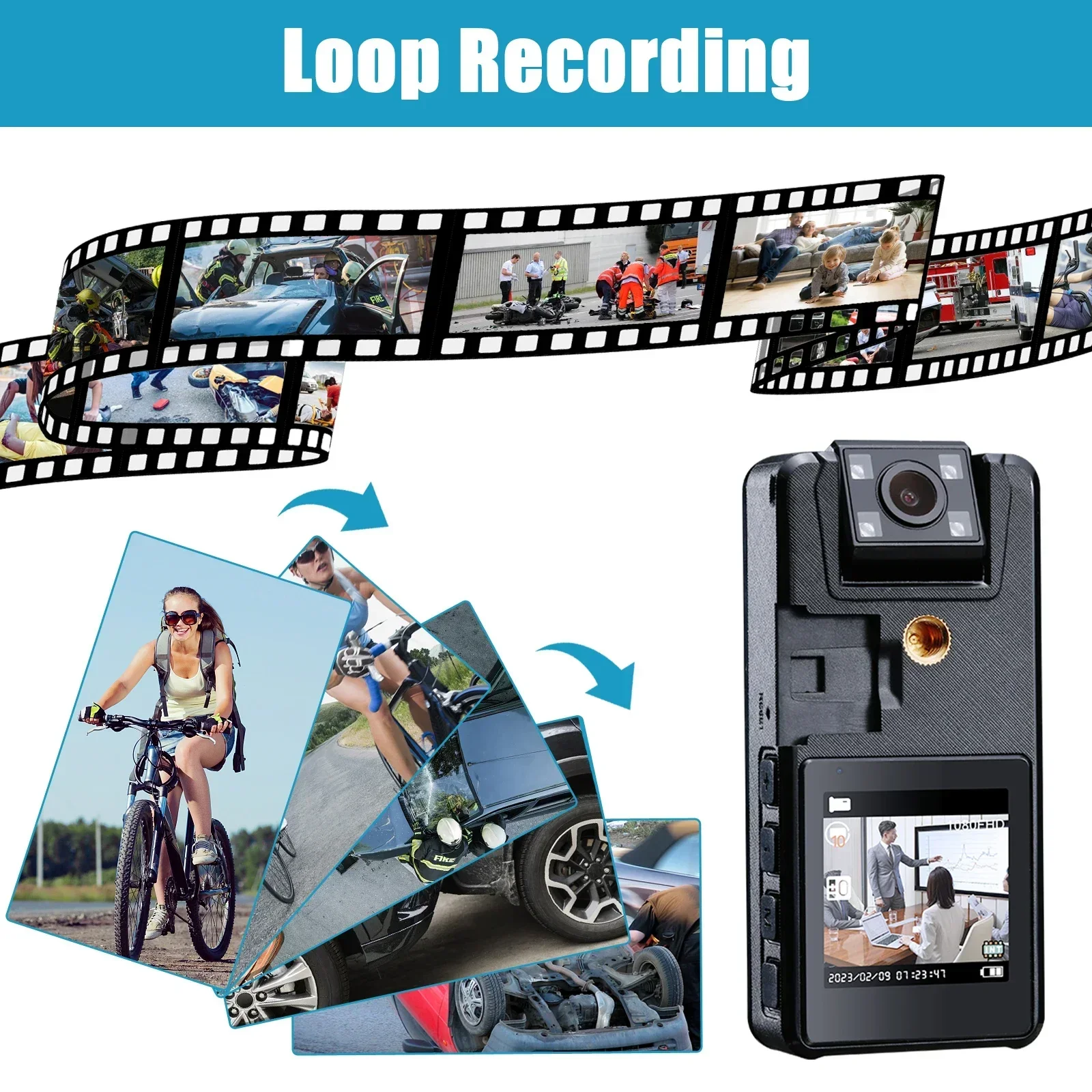 A39 Full 1080P HD Mini Camera 3000mAh Camcorder Body Mount Cam Small 180° Rotating Bike Camera Sports DV Car DVR Webcam