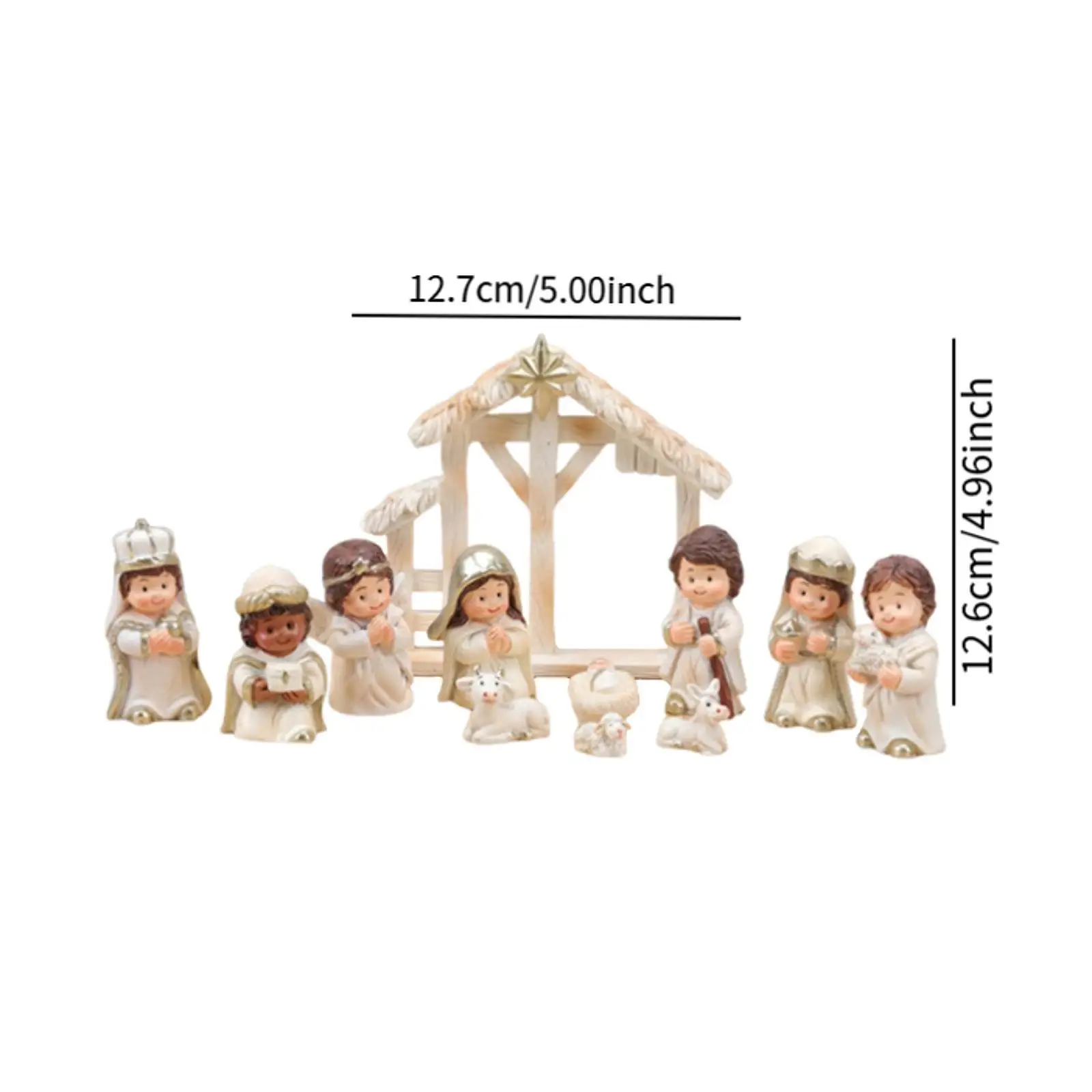 Bild 7: 12 Stück Weihnachtskrippe, Dekoration, Kunsthandwerk, rustikale Miniatur-Jesus-Krippe, Szene für Tische, Geschenke, Einweihungsparty