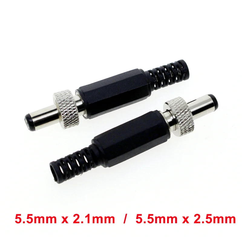 2-10PCS 5.5MMx2.1MM/2.5mm Screw Locking DC Power Connector Female Plug & Metal Panel Mount Socket Locable Secure Standard Plug